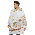 White Gold Grunge Marble Print Hoodie Blanket