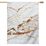 White Gold Grunge Marble Print House Flag