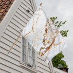 White Gold Grunge Marble Print House Flag
