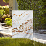White Gold Grunge Marble Print House Flag