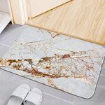 White Gold Grunge Marble Print Indoor Door Mat