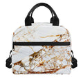 White Gold Grunge Marble Print Insulated Lunch Bag