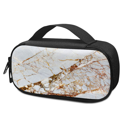 White Gold Grunge Marble Print Insulin Cooler Travel Case