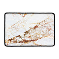 White Gold Grunge Marble Print Kitchen Mat
