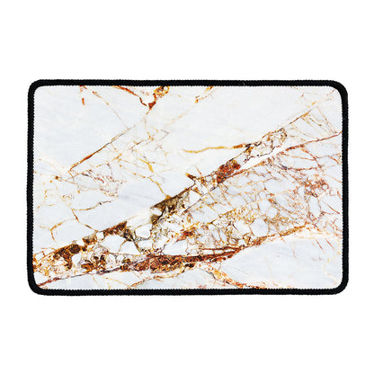 White Gold Grunge Marble Print Kitchen Mat