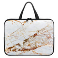 White Gold Grunge Marble Print Laptop Sleeve With Handle