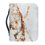 White Gold Grunge Marble Print Leather Bible Cover