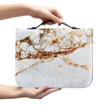 White Gold Grunge Marble Print Leather Bible Cover