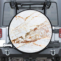 White Gold Grunge Marble Print Leather Spare Tire Cover