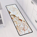 White Gold Grunge Marble Print Long Kitchen Mat