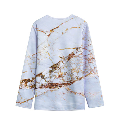 White Gold Grunge Marble Print Long Sleeve Short Coat