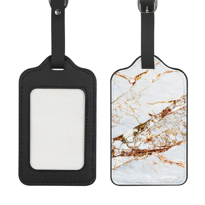 White Gold Grunge Marble Print Luggage Tag