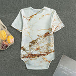 White Gold Grunge Marble Print Men's Bodysuit