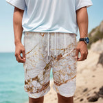 White Gold Grunge Marble Print Men's Cargo Shorts