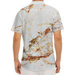 White Gold Grunge Marble Print Men's Deep V-Neck Shirt