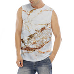 White Gold Grunge Marble Print Men's Fitness Tank Top