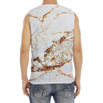 White Gold Grunge Marble Print Men's Fitness Tank Top