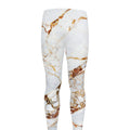 White Gold Grunge Marble Print Men's Leggings