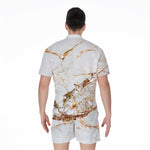 White Gold Grunge Marble Print Men's Rompers