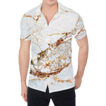 White Gold Grunge Marble Print Men's Shirt