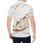 White Gold Grunge Marble Print Men's Shirt