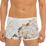 White Gold Grunge Marble Print Men's Short Boxer Briefs