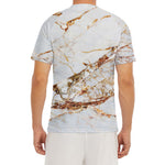 White Gold Grunge Marble Print Men's Short Sleeve Rash Guard