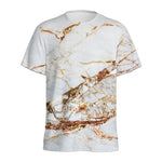 White Gold Grunge Marble Print Men's Sports T-Shirt