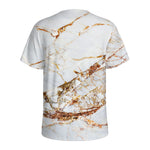 White Gold Grunge Marble Print Men's Sports T-Shirt