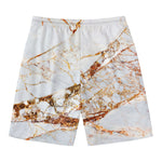 White Gold Grunge Marble Print Men's Swim Trunks