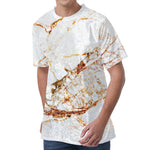 White Gold Grunge Marble Print Men's Velvet T-Shirt