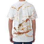 White Gold Grunge Marble Print Men's Velvet T-Shirt