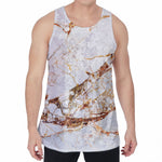 White Gold Grunge Marble Print Men's Velvet Tank Top