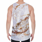 White Gold Grunge Marble Print Men's Velvet Tank Top
