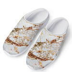White Gold Grunge Marble Print Mesh Casual Shoes