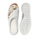 White Gold Grunge Marble Print Mesh Casual Shoes