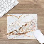 White Gold Grunge Marble Print Mouse Pad