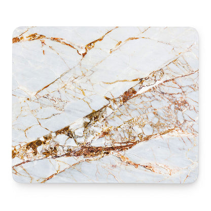 White Gold Grunge Marble Print Mouse Pad