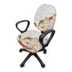 White Gold Grunge Marble Print Office Chair Cover