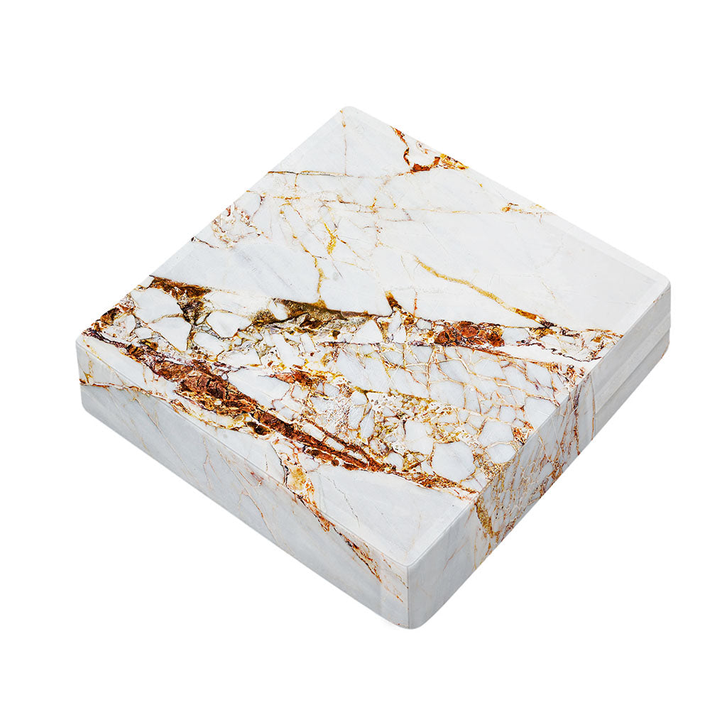White Gold Grunge Marble Print Outdoor Seat Cushion Cover