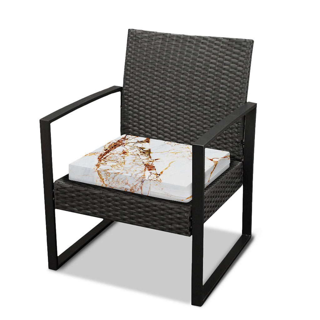 White Gold Grunge Marble Print Outdoor Seat Cushion Cover