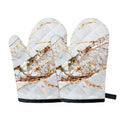 White Gold Grunge Marble Print Oven Mitts