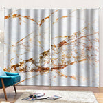 White Gold Grunge Marble Print Pencil Pleat Curtains