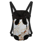 White Gold Grunge Marble Print Pet Carrier Backpack