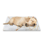 White Gold Grunge Marble Print Pet Cooling Mat Cover