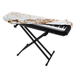 White Gold Grunge Marble Print Piano Keyboard Cover