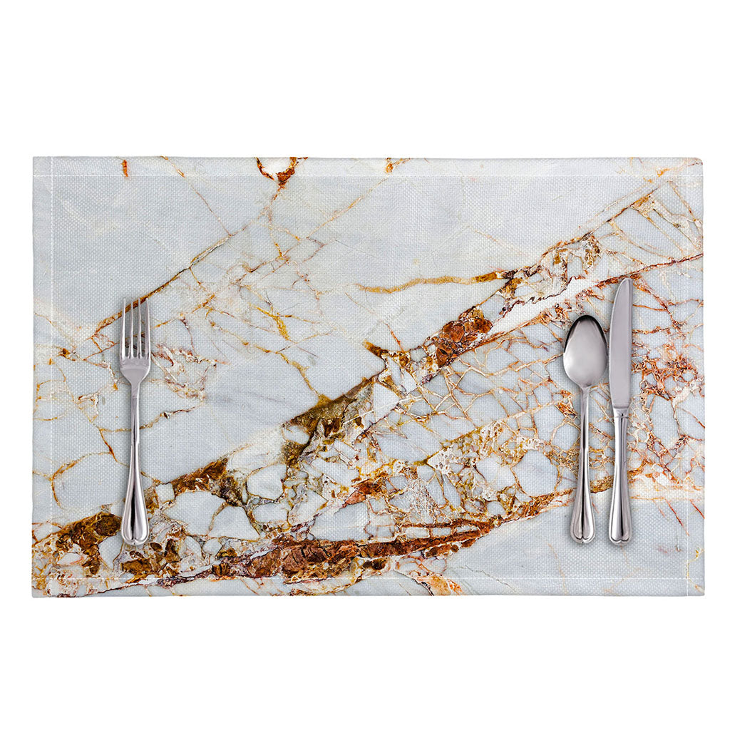 White Gold Grunge Marble Print Placemat