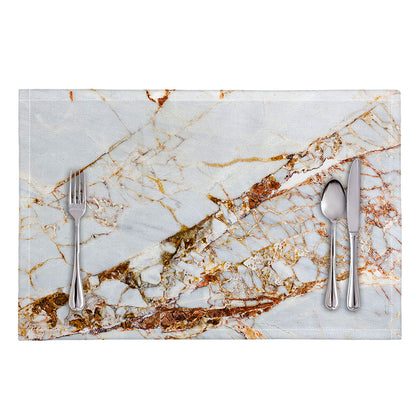White Gold Grunge Marble Print Placemat