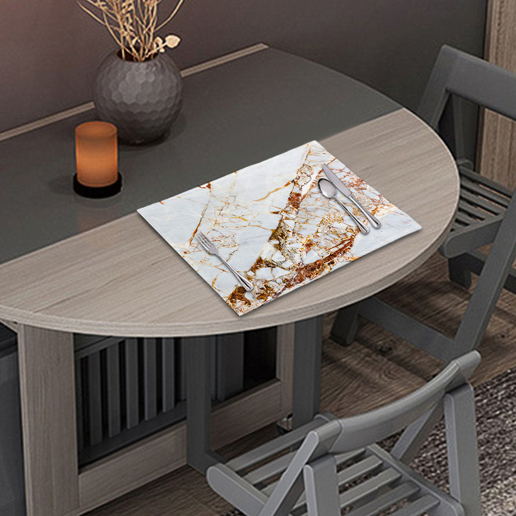 White Gold Grunge Marble Print Placemat