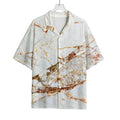 White Gold Grunge Marble Print Rayon Hawaiian Shirt